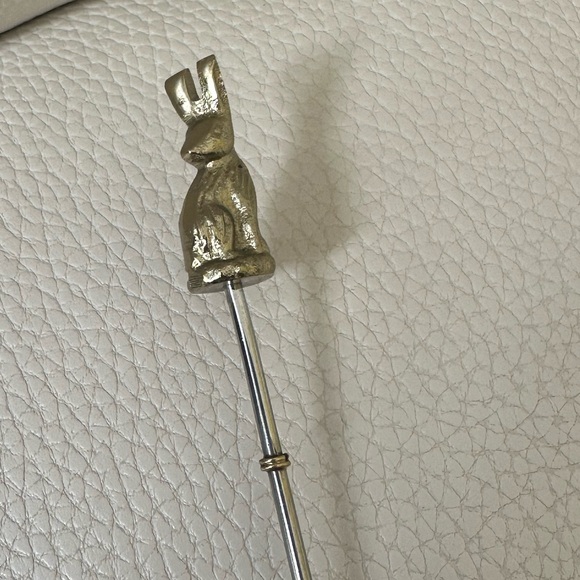 Anthropologie Spring Bunny Rabbit Cocktail Spoon Stirrer Silver & Gold Easter - Picture 7 of 9